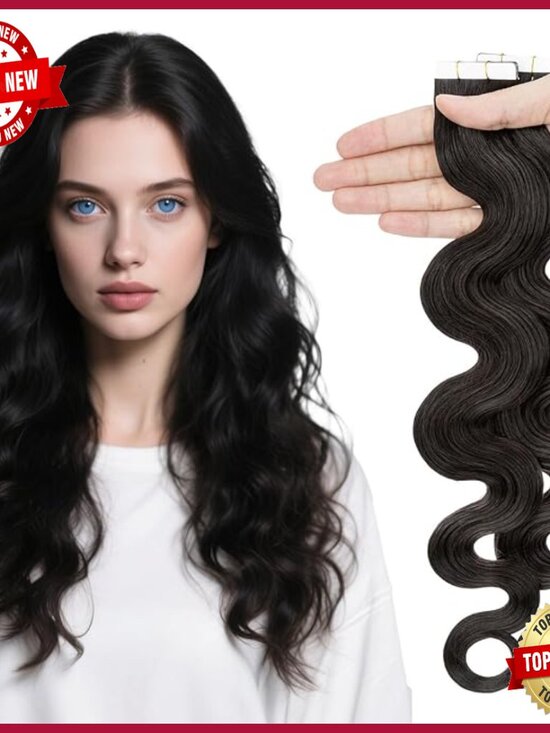 18 Inch Human Hair Tape-In Extensions, Body Wave, 50g 20pcs, Seamless Skin Weft main image 5